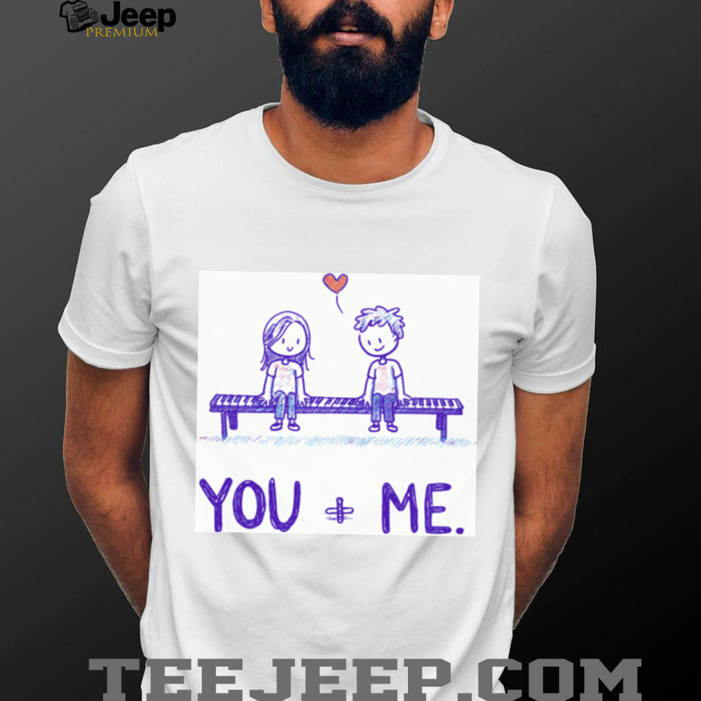 “You + Me” Cute Piano Bench Couple Sketch Graphic Tee