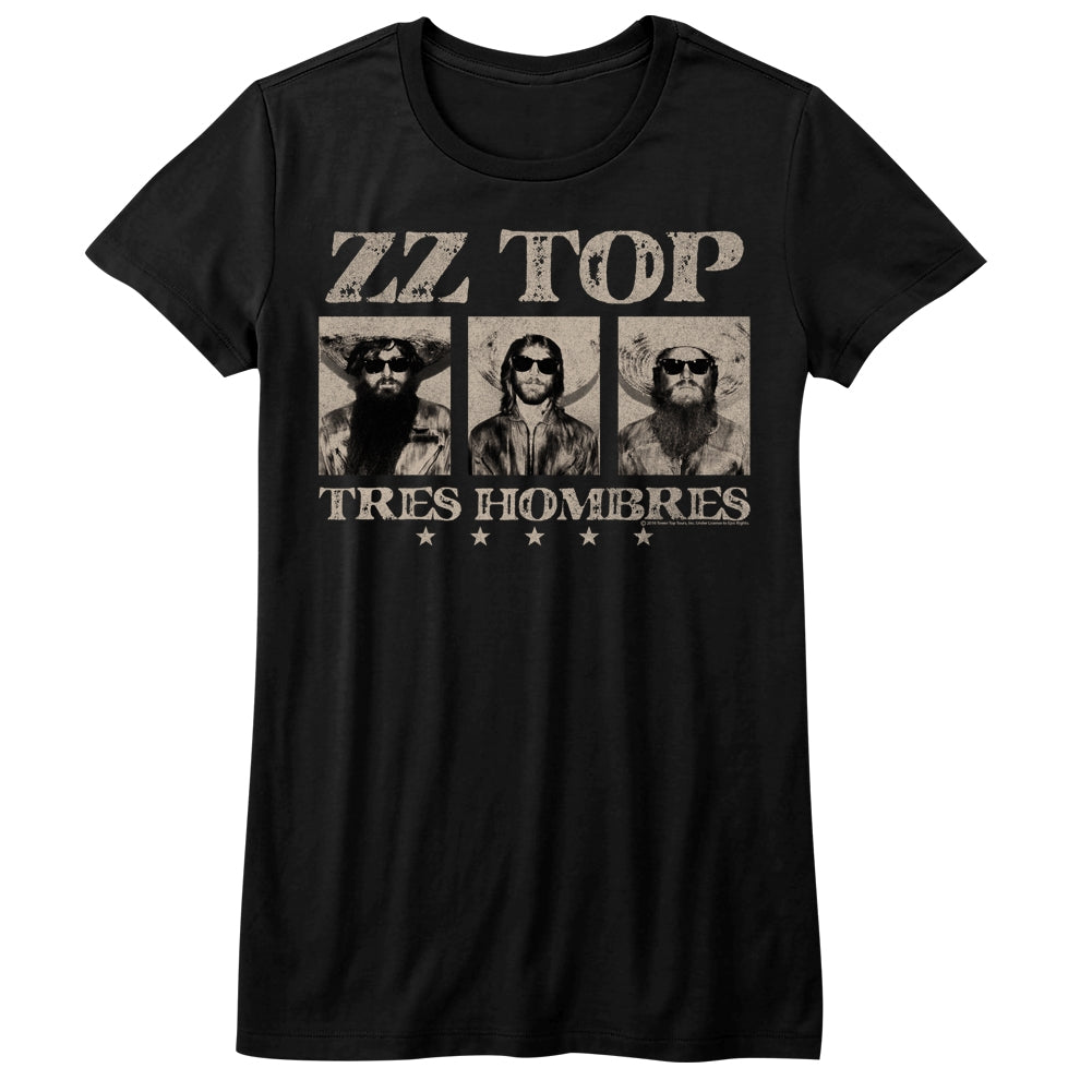 ZZ Top Girls Juniors S/S T-Shirt - ZZ Top - Solid Black Hoodie, Sweatshirt | CiraTrend.com