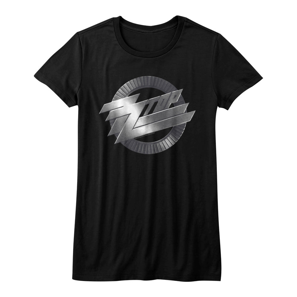 ZZ Top Girls Juniors S/S T-Shirt - Metal Logo - Solid Black Hoodie, Sweatshirt | CiraTrend.com