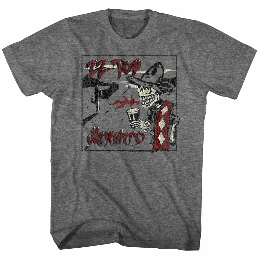 ZZ Top Mens S/S T-Shirt - Mescalero - Heather Graphite Heather Hoodie, Sweatshirt | CiraTrend.com