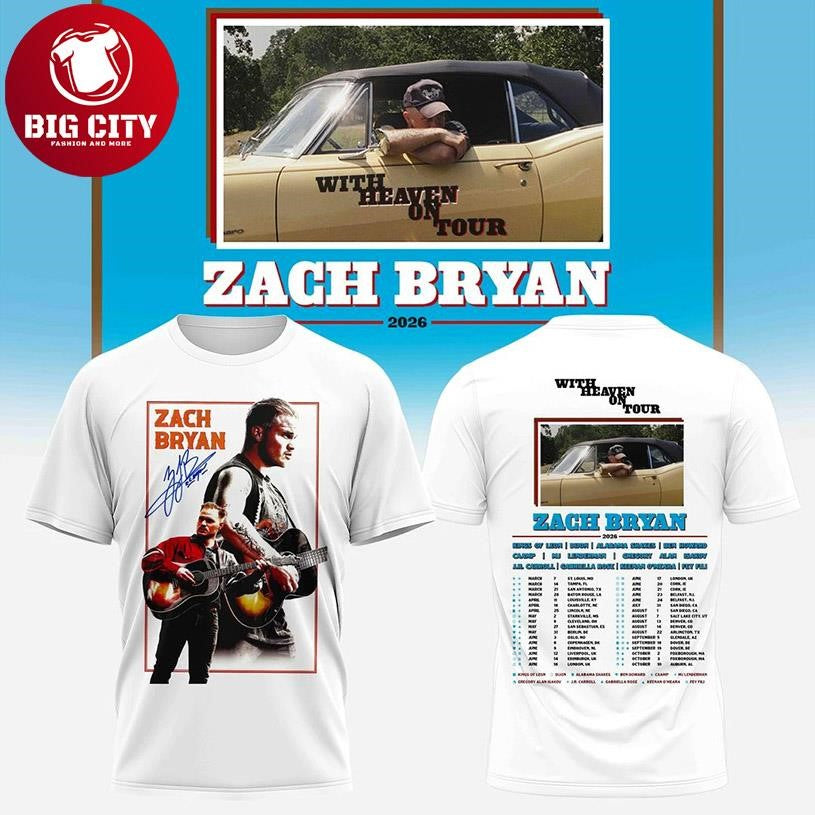 Zach Bryan With Heaven On Tour 2026 Two Sided Shirt
