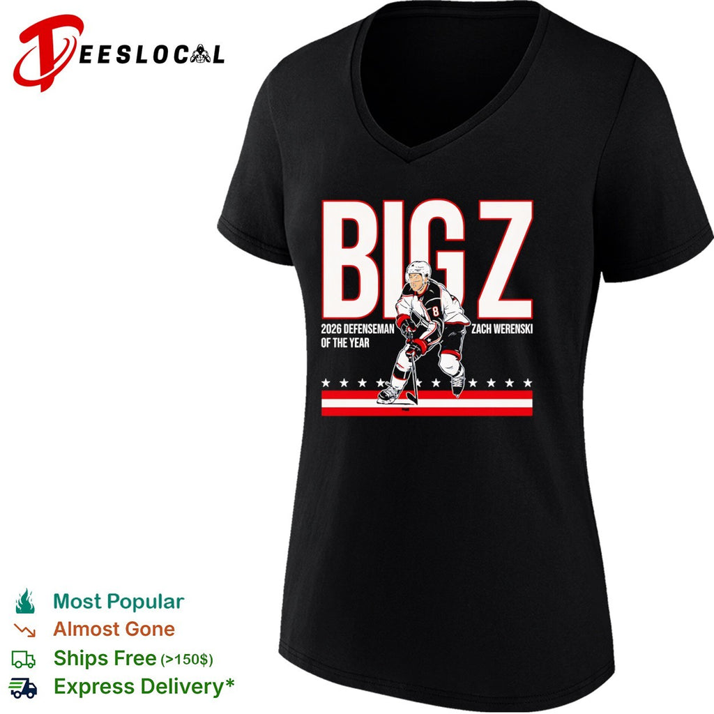 Zach Werenski Columbus Blue Jackets NHL Big Z 2026 Defenseman of the Year shirt