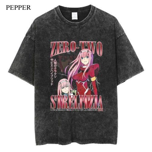 Zero Two Strelitzia Vintage T-Shirt, Anime Manga Unisex T-Shirt, Gift For Him Menswear Top Hoodie, Sweatshirt | CiraTrend.com