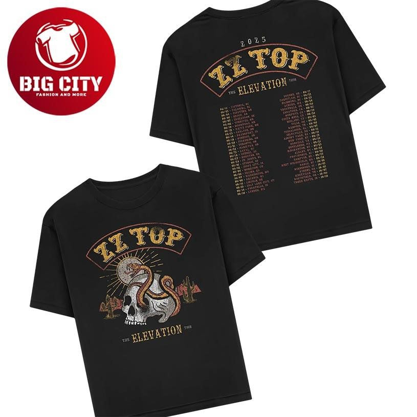 Zz Top Elevation Tour 2025 Dateback Special Two Sided Shirt