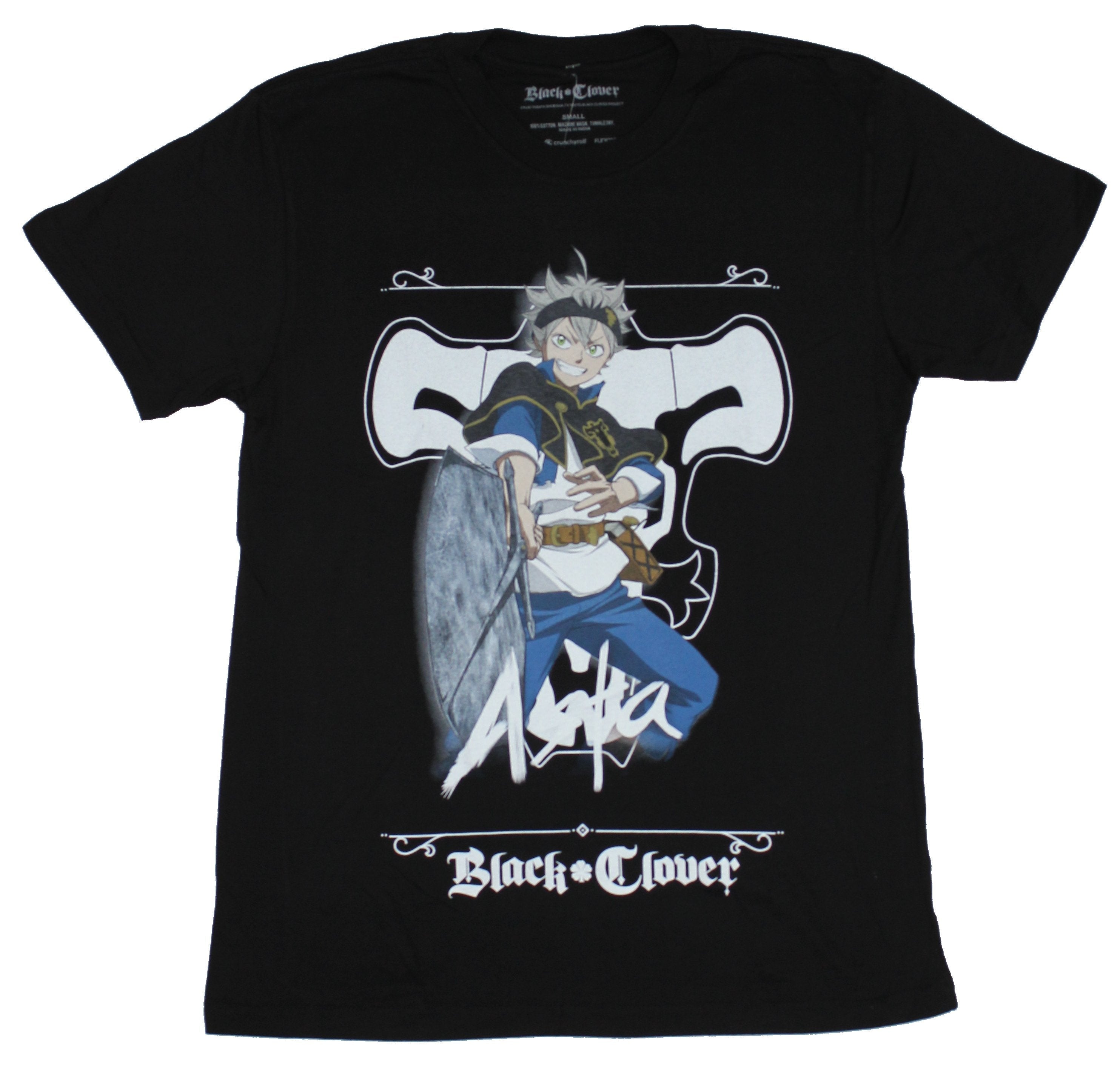 Black Clover Mens T-Shirt - Colorful Smiling Asta Image Over Symbol Hoodie, Sweatshirt | CiraTrend.com