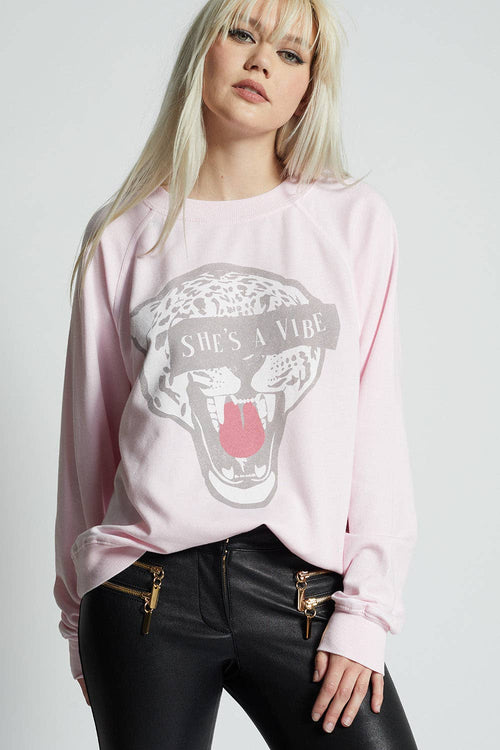 1030 Cheetah She Is A Vibe Long Sleeve Sweater