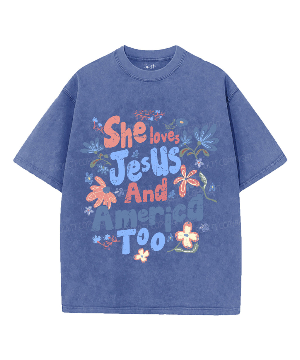 She Loves Jesus And America Unisex Washed Christian T-shirt Style007 Hoodie, Sweatshirt | CiraTrend.com (Image 4)