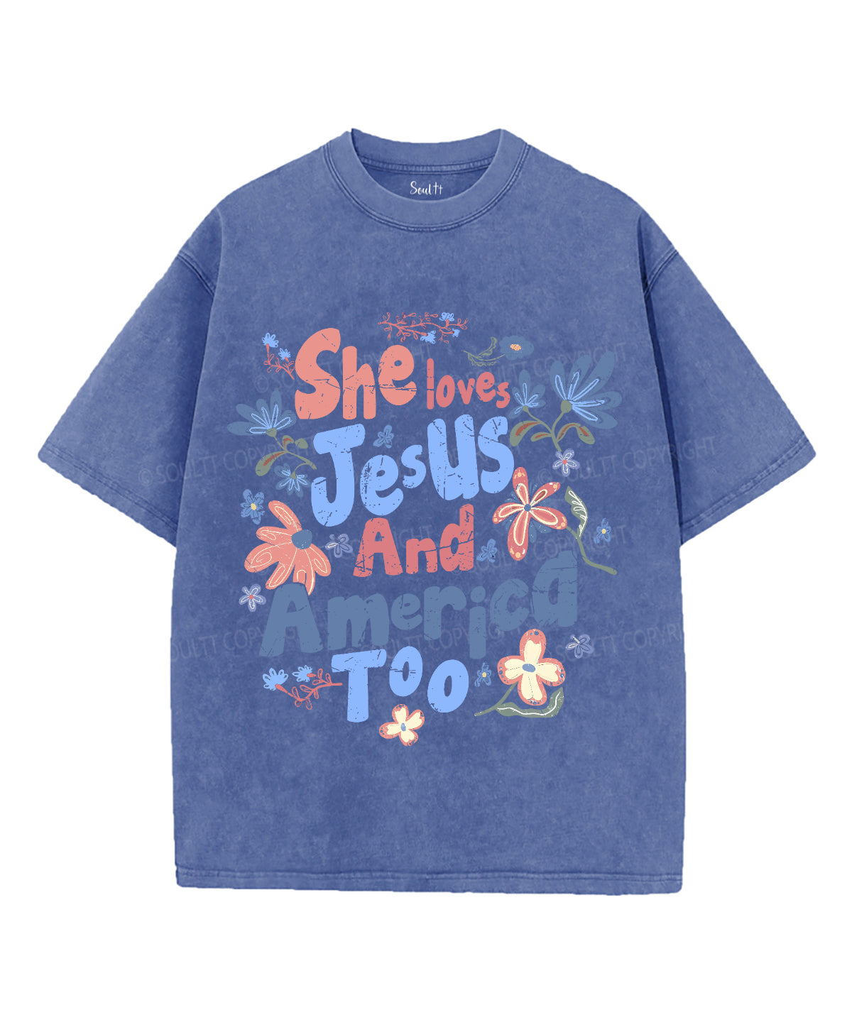 She Loves Jesus And America Unisex Washed Christian T-shirt Style007 Hoodie, Sweatshirt | CiraTrend.com (Image 4)