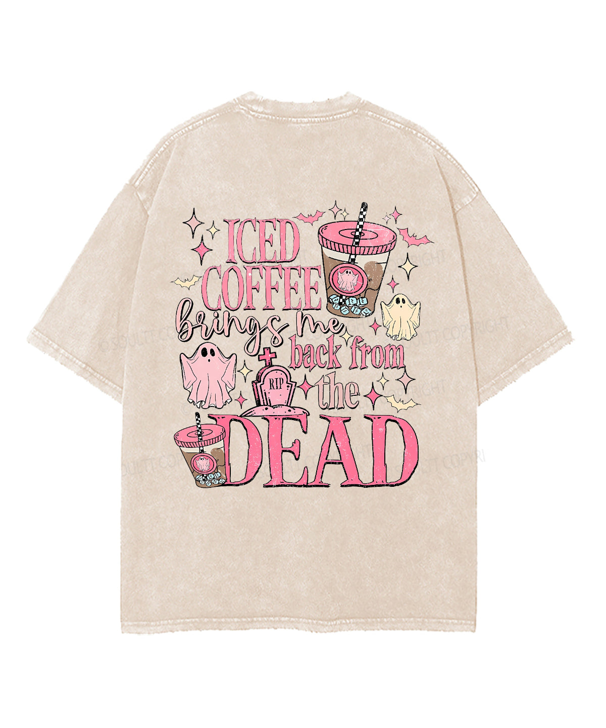 Iced Coffee Brings Me Back From The Dead Double Sided Unisex Washed Christian T-shirt Hoodie, Sweatshirt (Image 3)