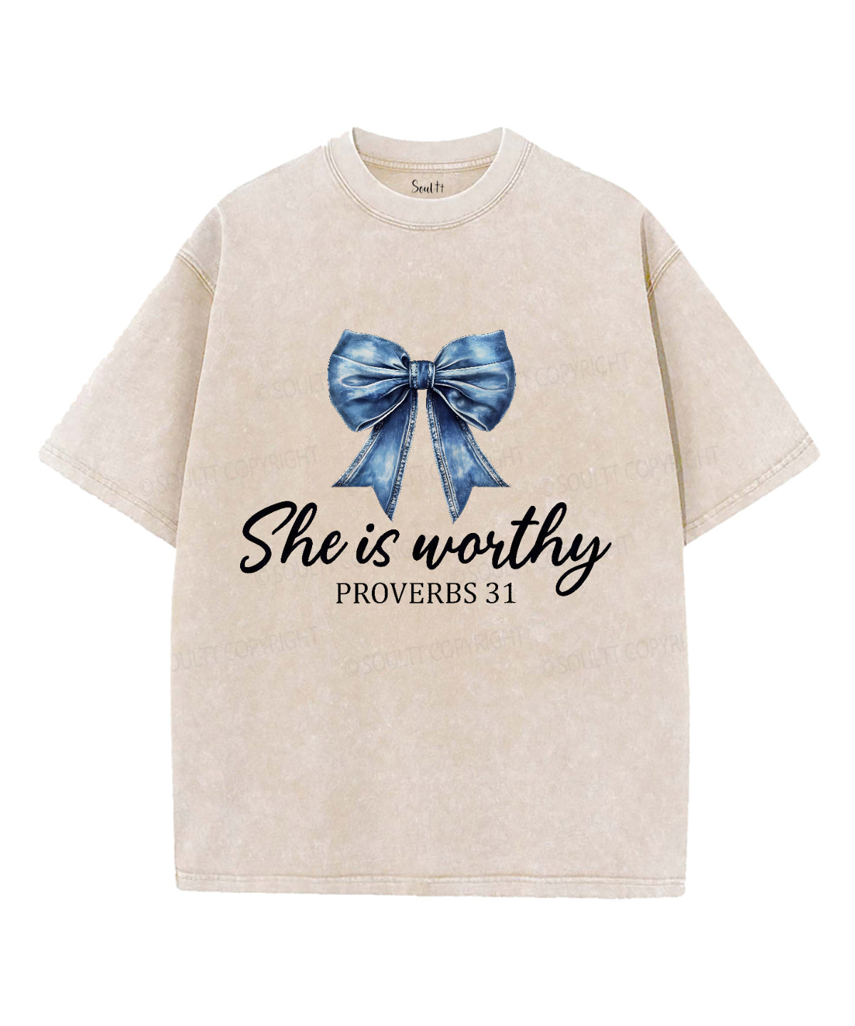 She Is Worthy Unisex Washed Christian T-shirt Hoodie, Sweatshirt | CiraTrend.com (Image 4)