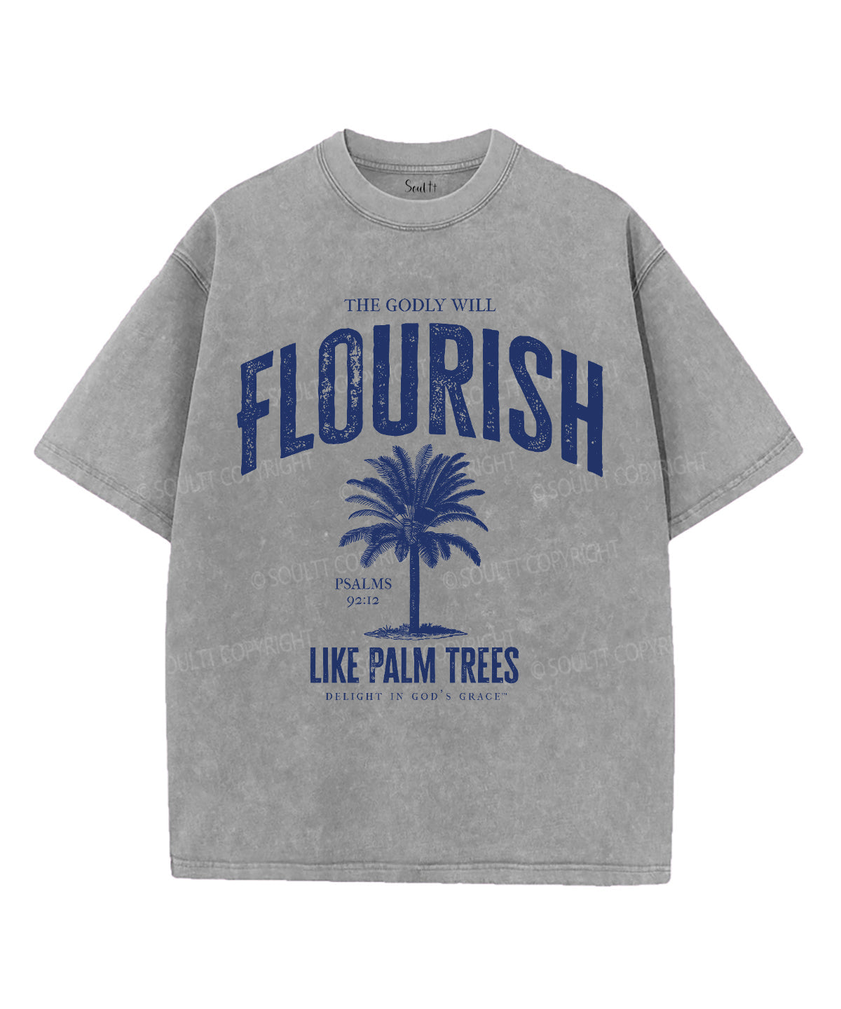Flourish Like Palm Trees Unisex Washed Christian T-shirt Hoodie, Sweatshirt | CiraTrend.com (Image 3)