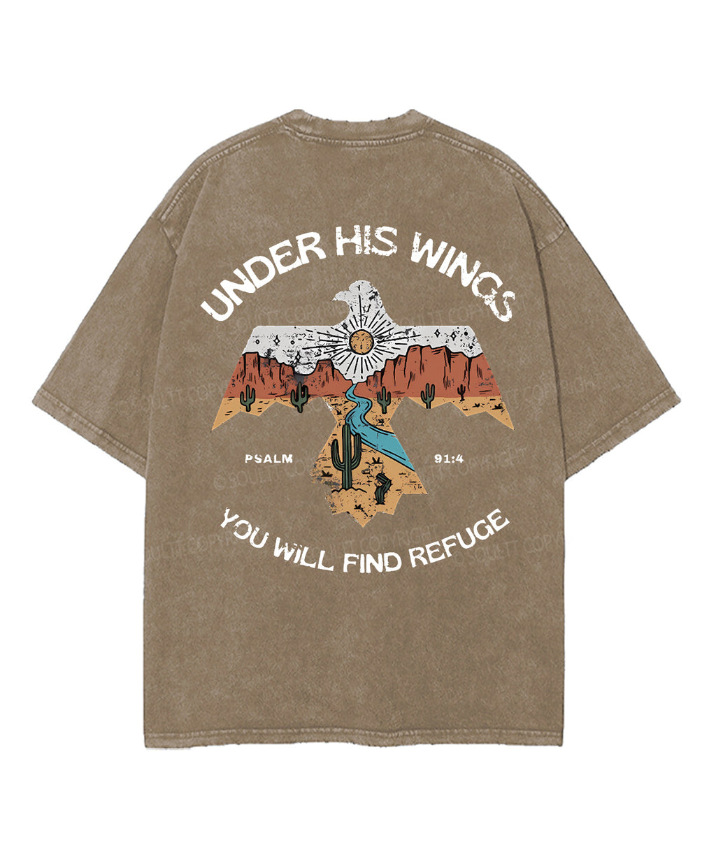 Under His Wings You Will Find Refuge Double Sided Unisex Washed Christian T-shirt Hoodie, Sweatshirt (Image 4)
