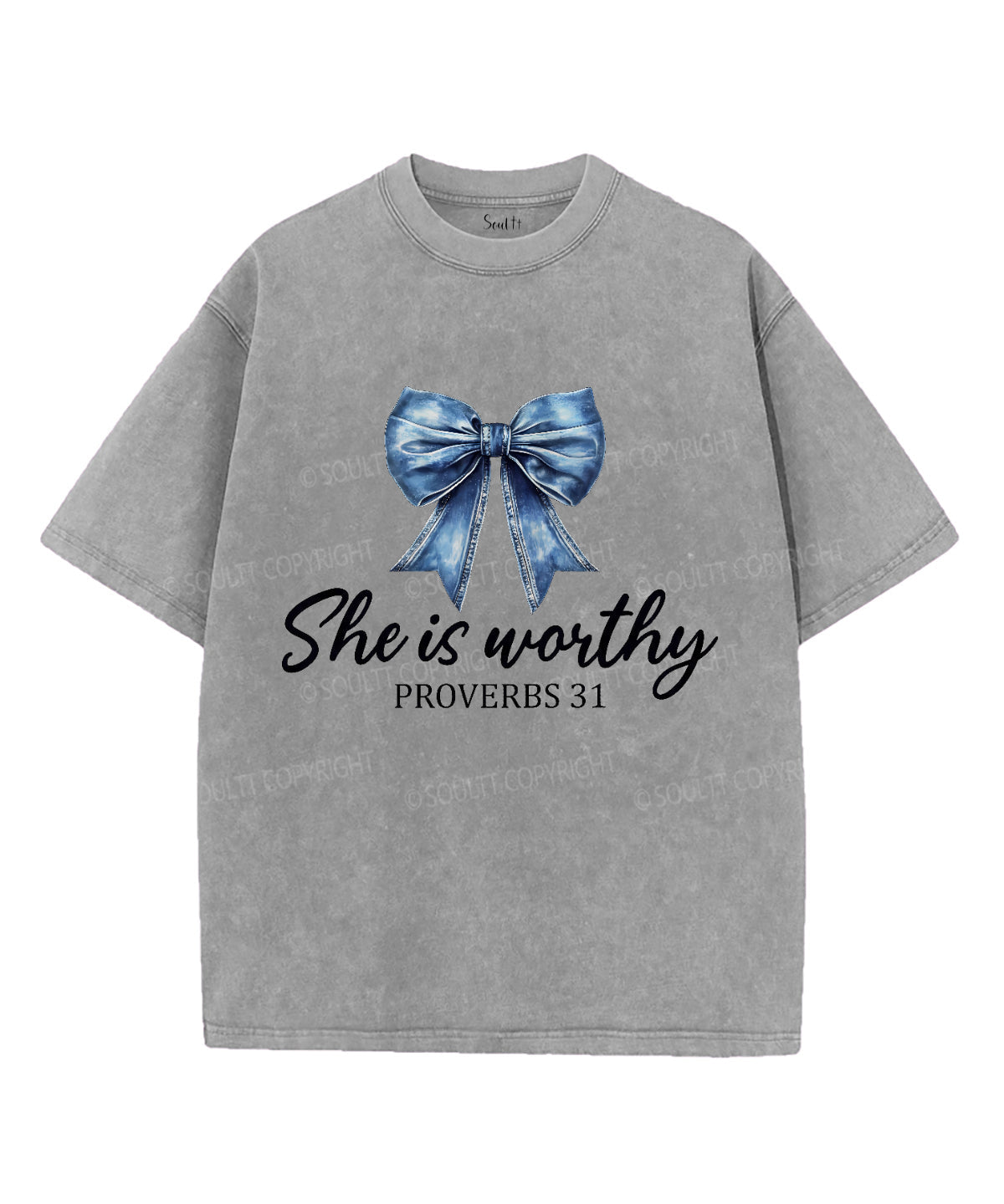 She Is Worthy Unisex Washed Christian T-shirt Hoodie, Sweatshirt | CiraTrend.com (Image 2)