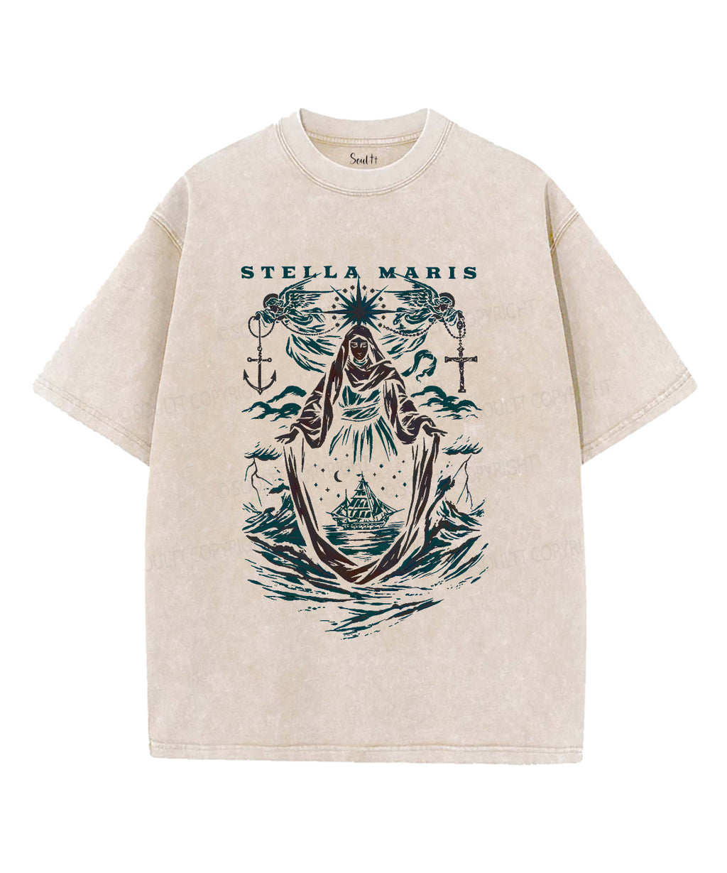 Stella Maris Unisex Washed Christian T-shirt Hoodie, Sweatshirt | CiraTrend.com (Image 1)