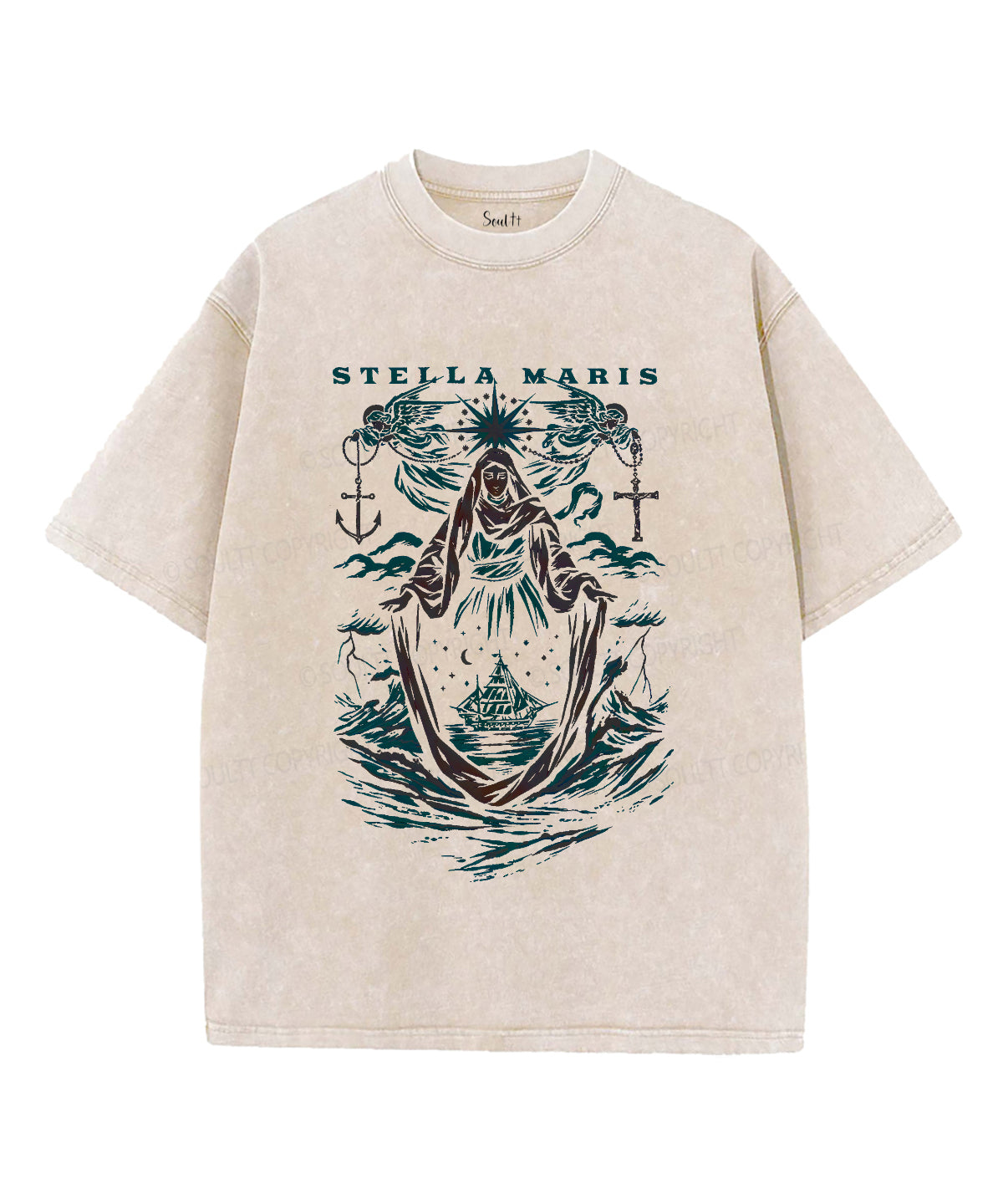 Stella Maris Unisex Washed Christian T-shirt Hoodie, Sweatshirt | CiraTrend.com (Image 1)