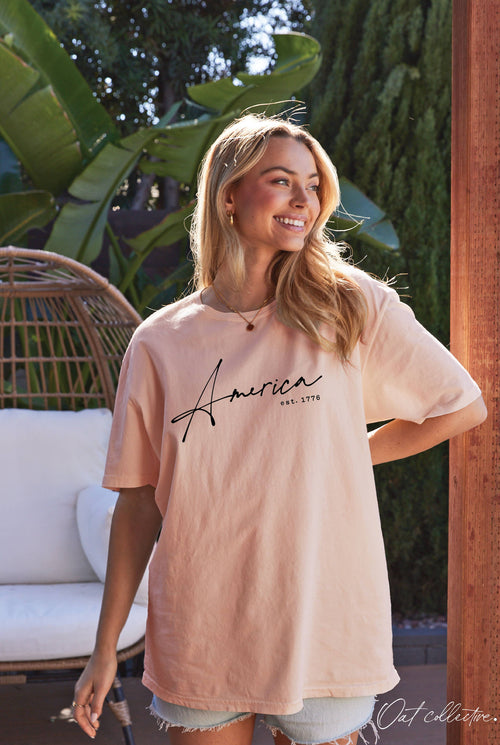 America Est 1776 Oversized Graphic Top