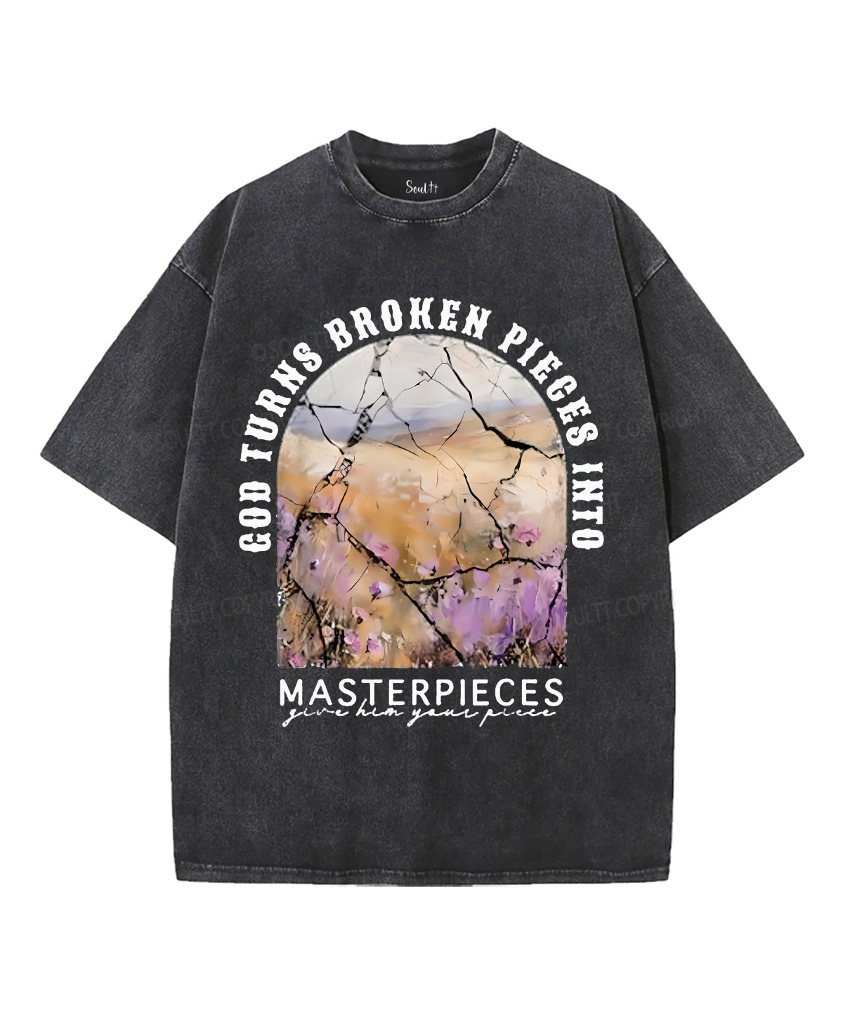 God Turns Broken Pieces Into Masterpieces Unisex Washed Christian T-shirt Hoodie, Sweatshirt | CiraTrend.com (Image 1)
