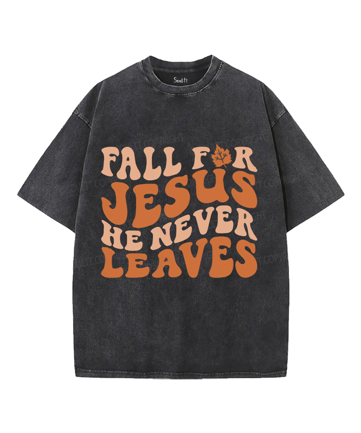 Fall For Jesus He Never Leaves Unisex Washed Christian T-shirt Hoodie, Sweatshirt | CiraTrend.com (Image 2)