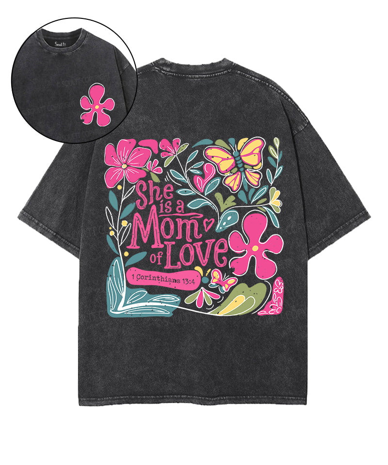 She Is A Mom Of Love Double Sided Unisex Washed Christian T-shirt Hoodie, Sweatshirt | CiraTrend.com (Image 1)