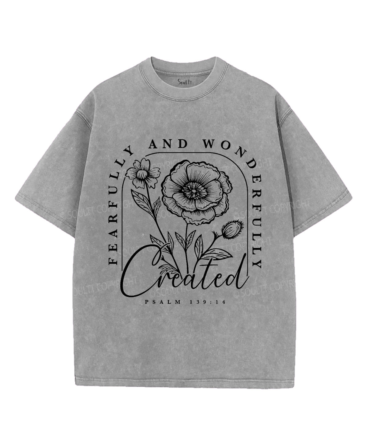 Fearfully and Wonderfully Created Unisex Washed Christian T-shirt Hoodie, Sweatshirt | CiraTrend.com (Image 3)
