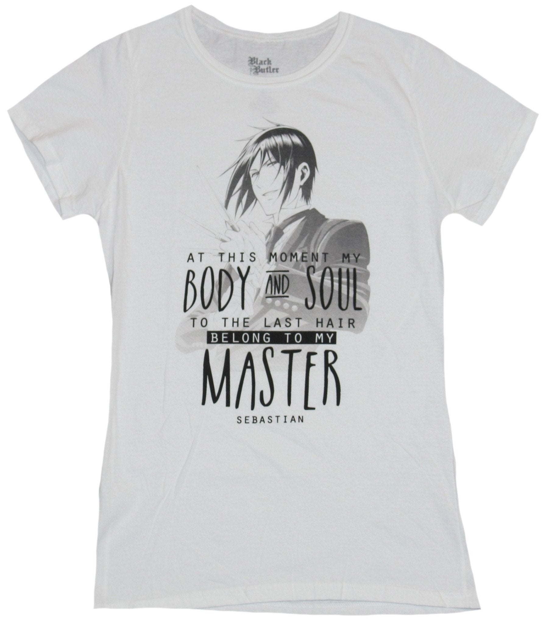 Black Butler Girls Juniors T-Shirt - Body & Soul Belong to Master Sebastian Hoodie, Sweatshirt | CiraTrend.com