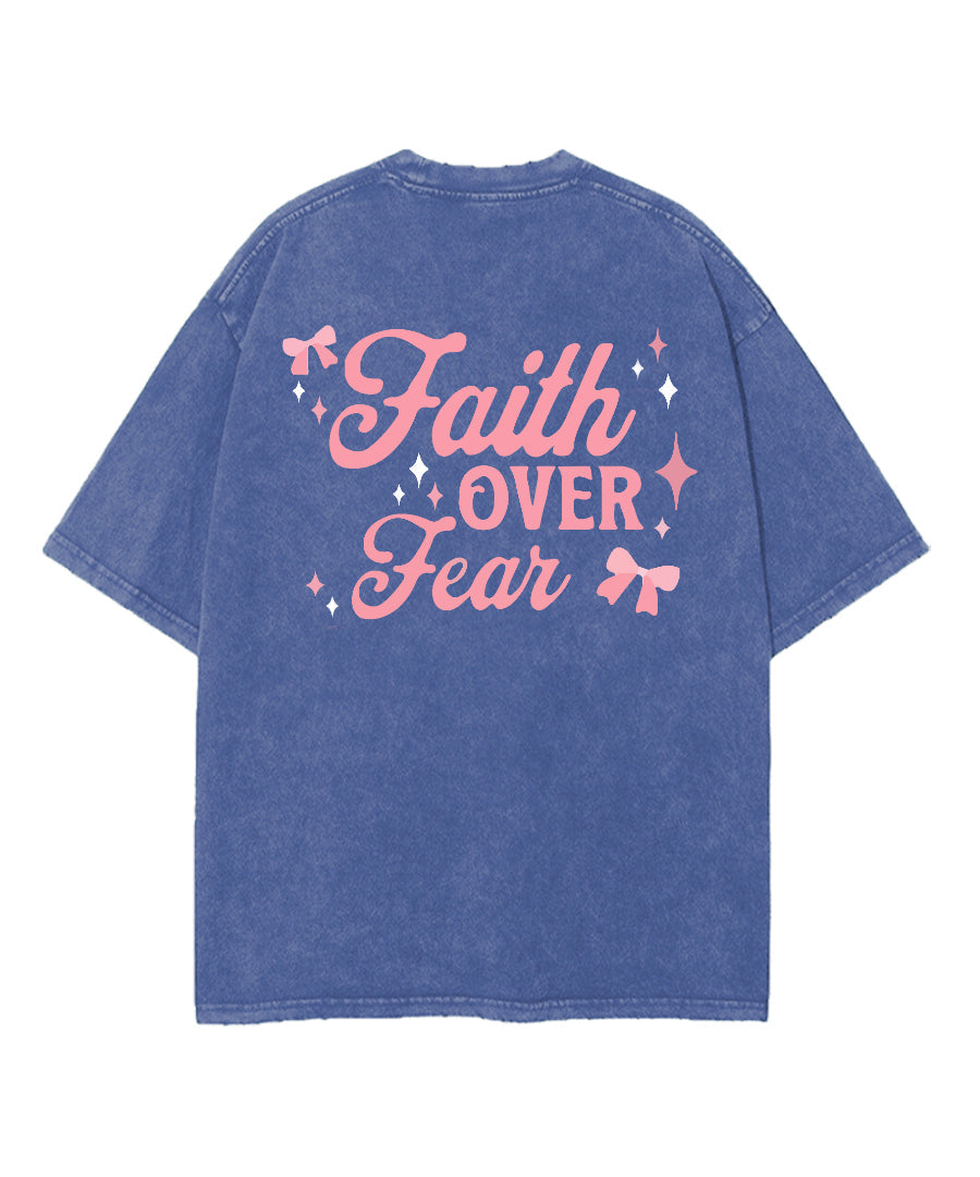 Faith Over Fear Double Side Design Washed Christian T-shirt Hoodie, Sweatshirt | CiraTrend.com (Image 4)