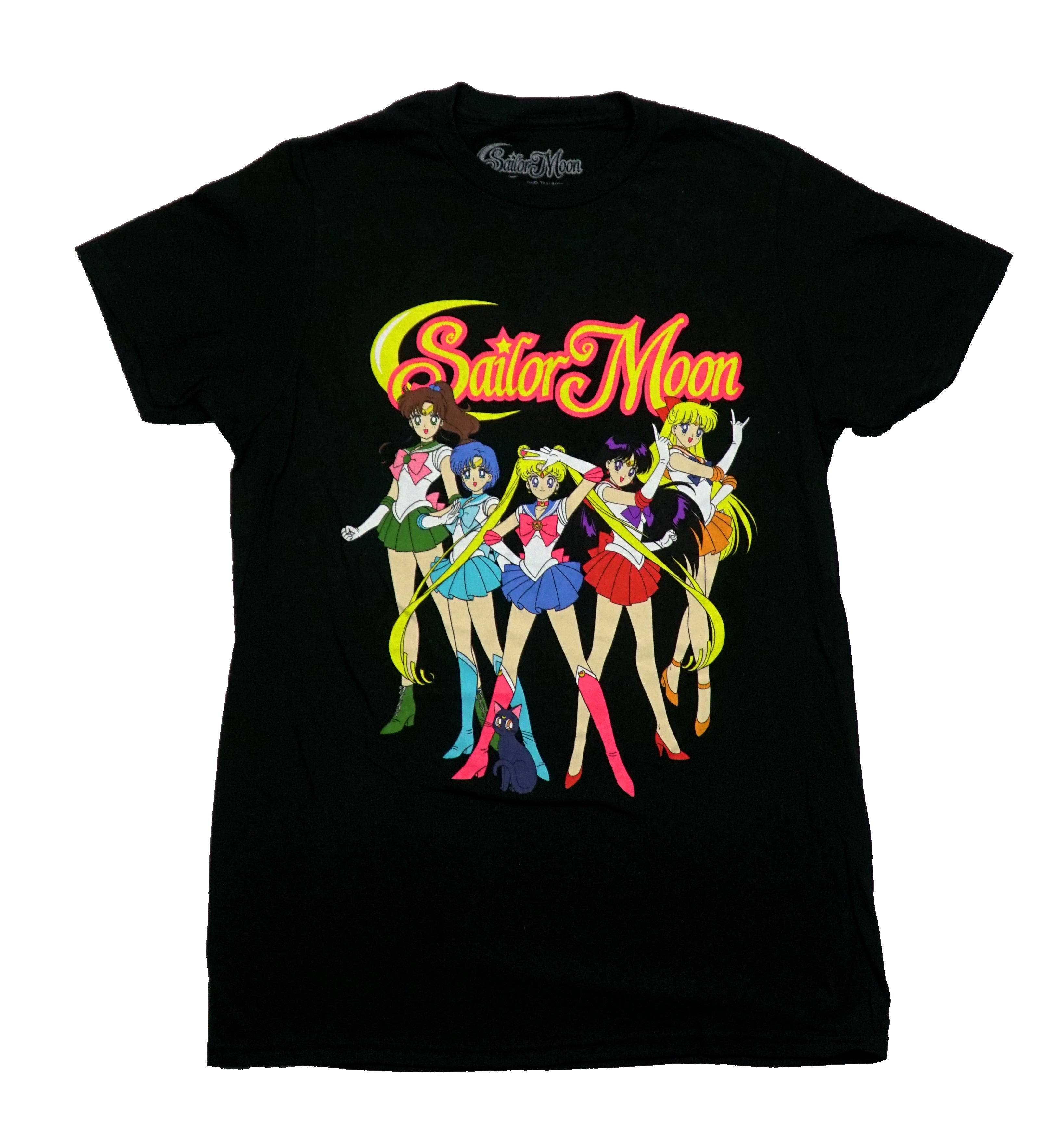 Sailor Moon Mens T-Shirt - Sailor Guardians Posing Under Logo Hoodie, Sweatshirt | CiraTrend.com