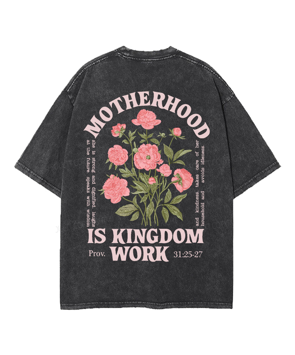 Motherhood Is Kingdom Work Double Sided Unisex Washed Christian T-shirt Style014 Hoodie, Sweatshirt | CiraTrend.com (Image 3)