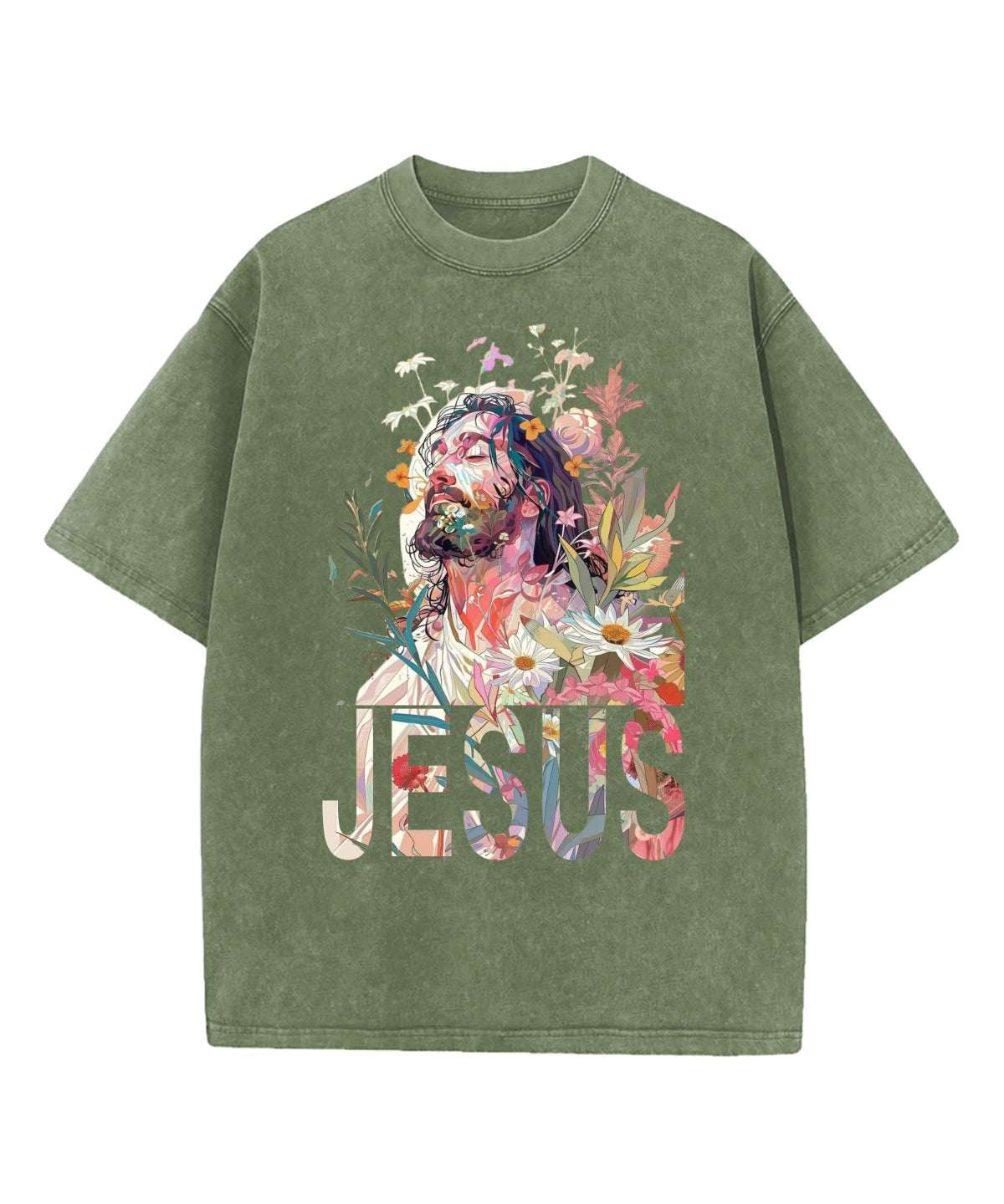 Jesus In Flower Washed Christian T-shirt Hoodie, Sweatshirt | CiraTrend.com (Image 2)
