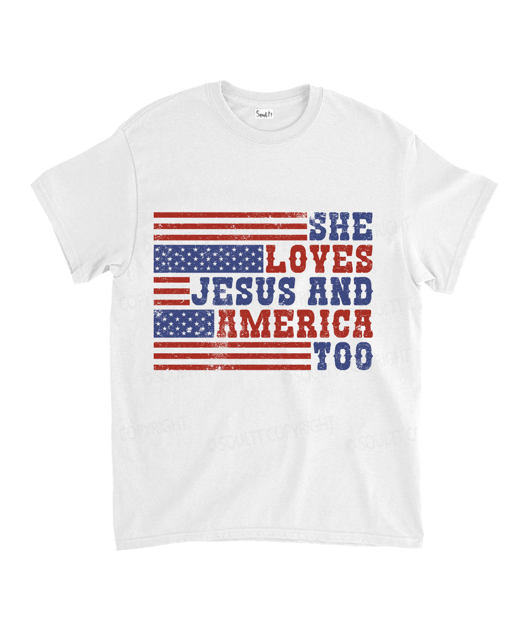 She Loves Jesus And America Unisex Cotton Christian T-Shirt Style001 Hoodie, Sweatshirt | CiraTrend.com (Image 1)