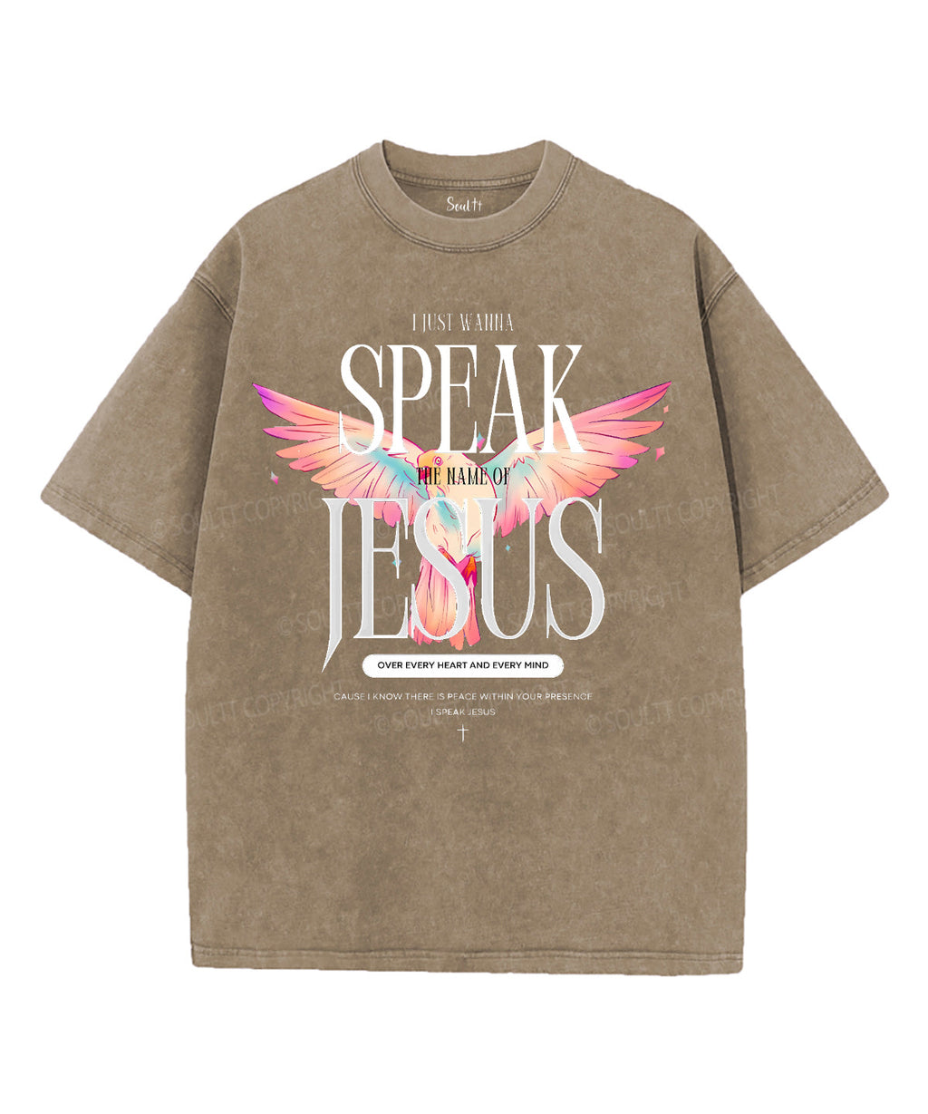 Speak The Name Of Jesus Unisex Washed Christian T-shirt Hoodie, Sweatshirt | CiraTrend.com (Image 4)