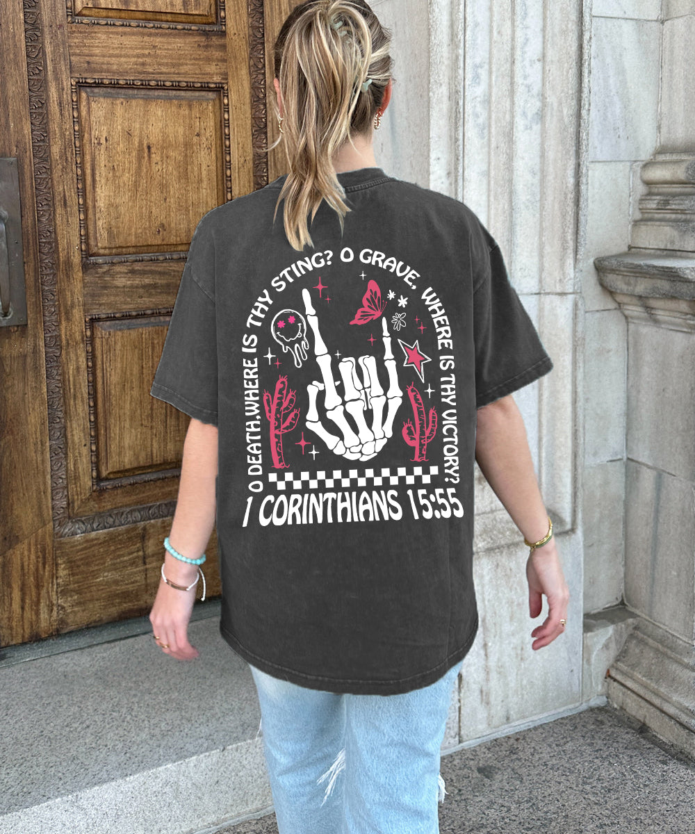 O Death Where Is Thy Sting Double Sided Washed Christian T-shirt Hoodie, Sweatshirt | CiraTrend.com (Image 2)
