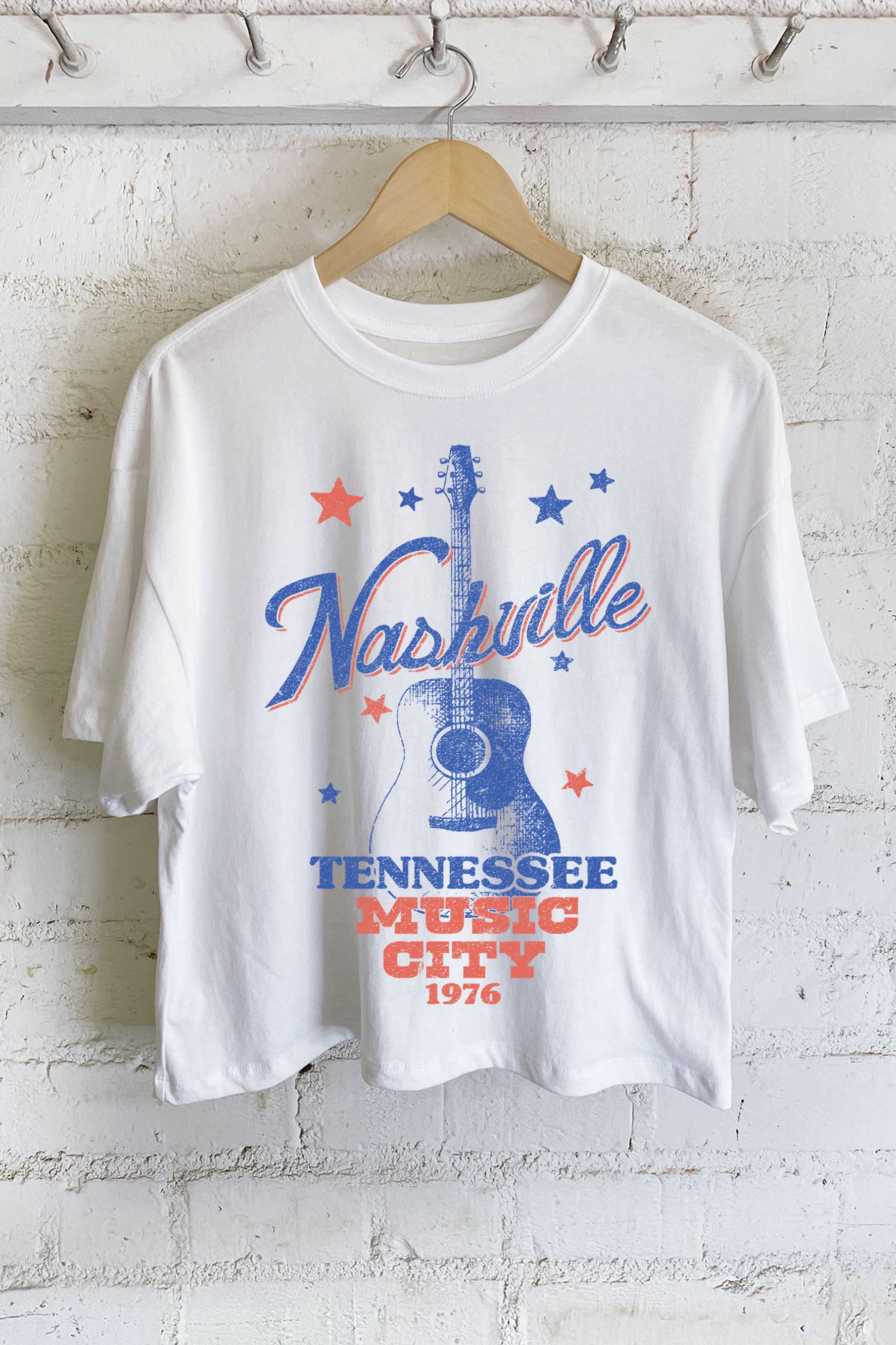 Nashville Tennessee Music City Guitar Graphic Long Crop Top