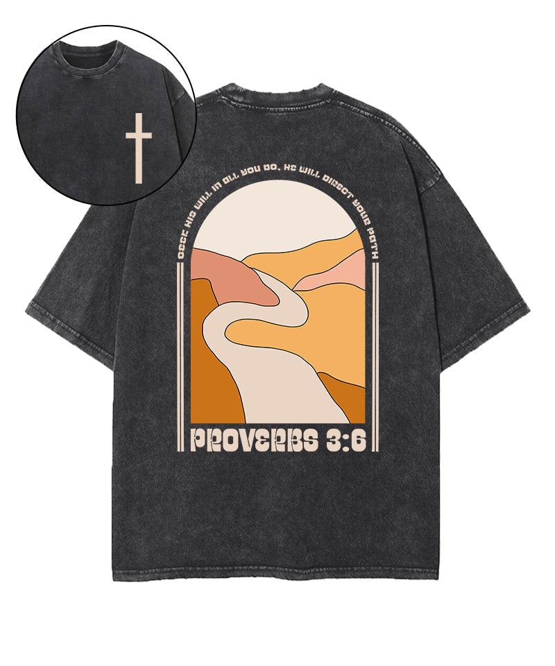 He Will Direct Your Path Double Sided Washed Christian T-Shirts, Hoodie, Sweatshirt