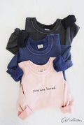 You Are Loved. Cropped Thermal Vintage Pullover