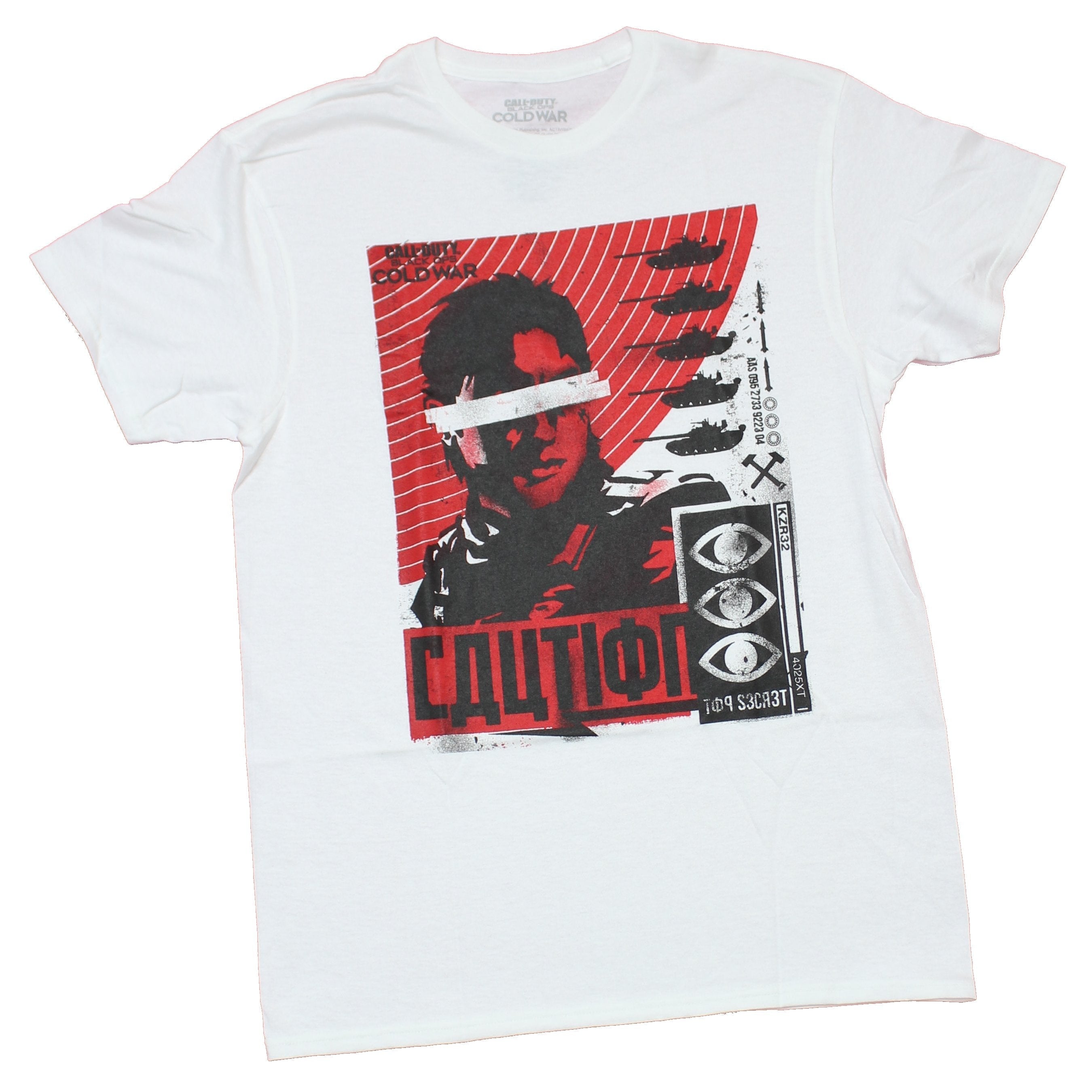 Call of Duty Cold War Mens T-Shirt - caution Eyes Out Red Collage Image Hoodie, Sweatshirt | CiraTrend.com