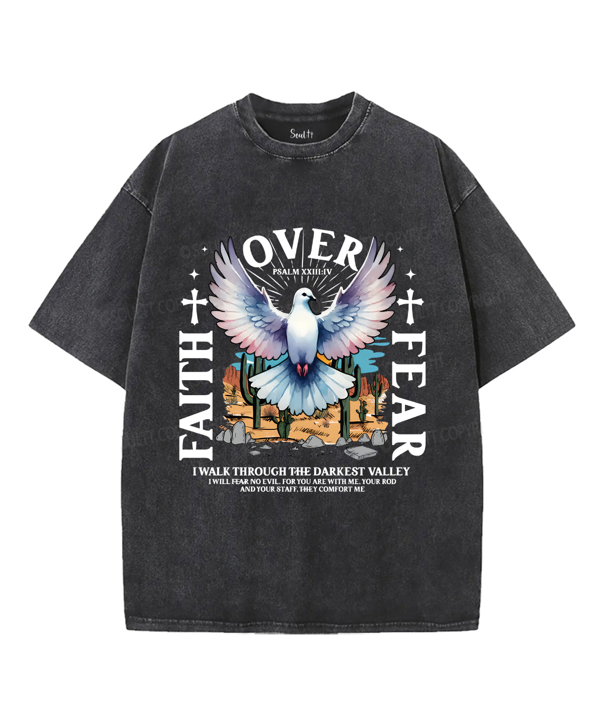 Faith Over Fear Unisex Washed Christian T-shirt Style002 Hoodie, Sweatshirt | CiraTrend.com (Image 1)
