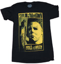 Halloween Movie Mens T-Shirt  -  Yellow Boxed Photo Michael Myers Knife Hoodie, Sweatshirt | CiraTrend.com