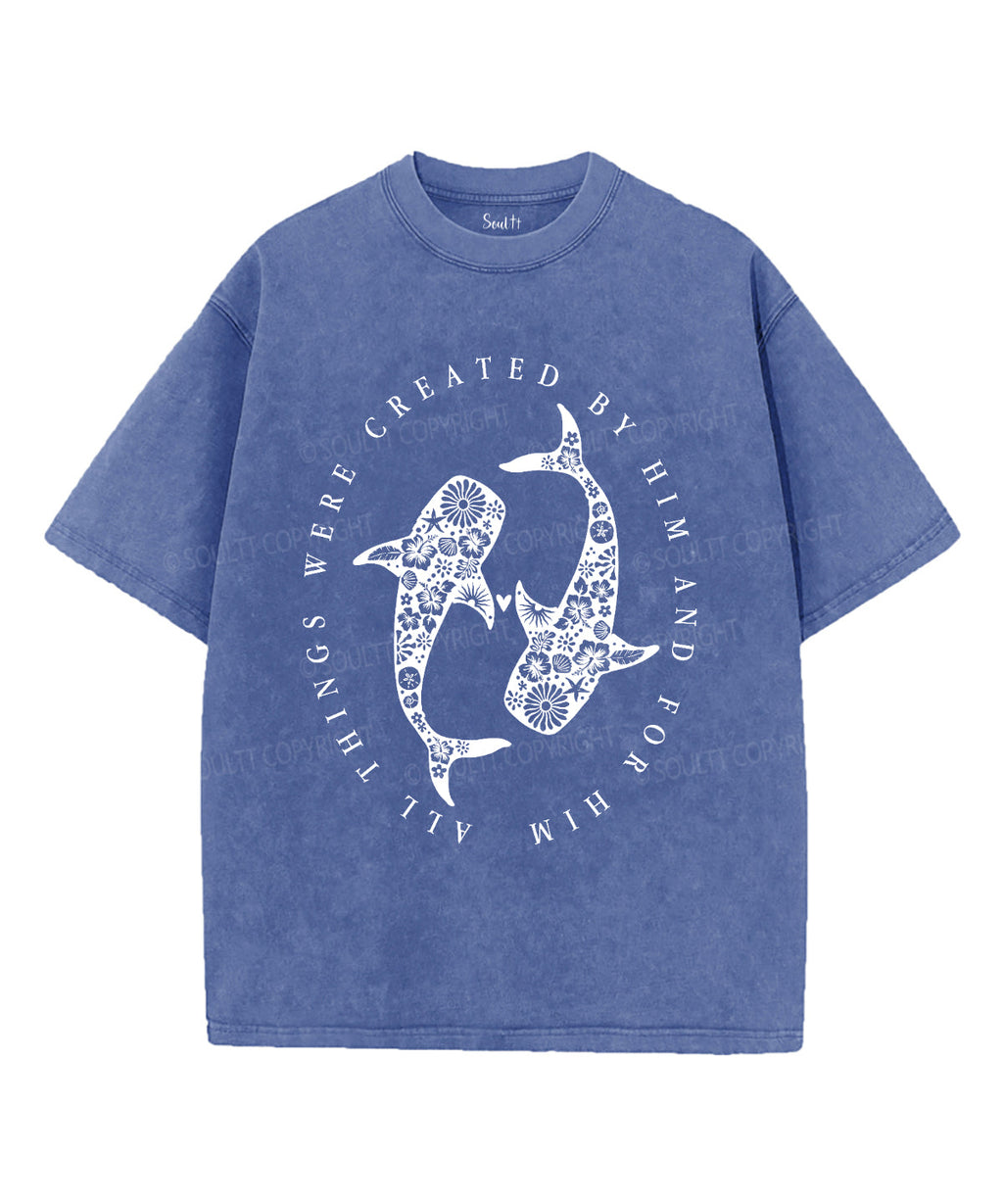All Things Were Created By Him Unisex Washed Christian T-shirt Hoodie, Sweatshirt | CiraTrend.com (Image 4)