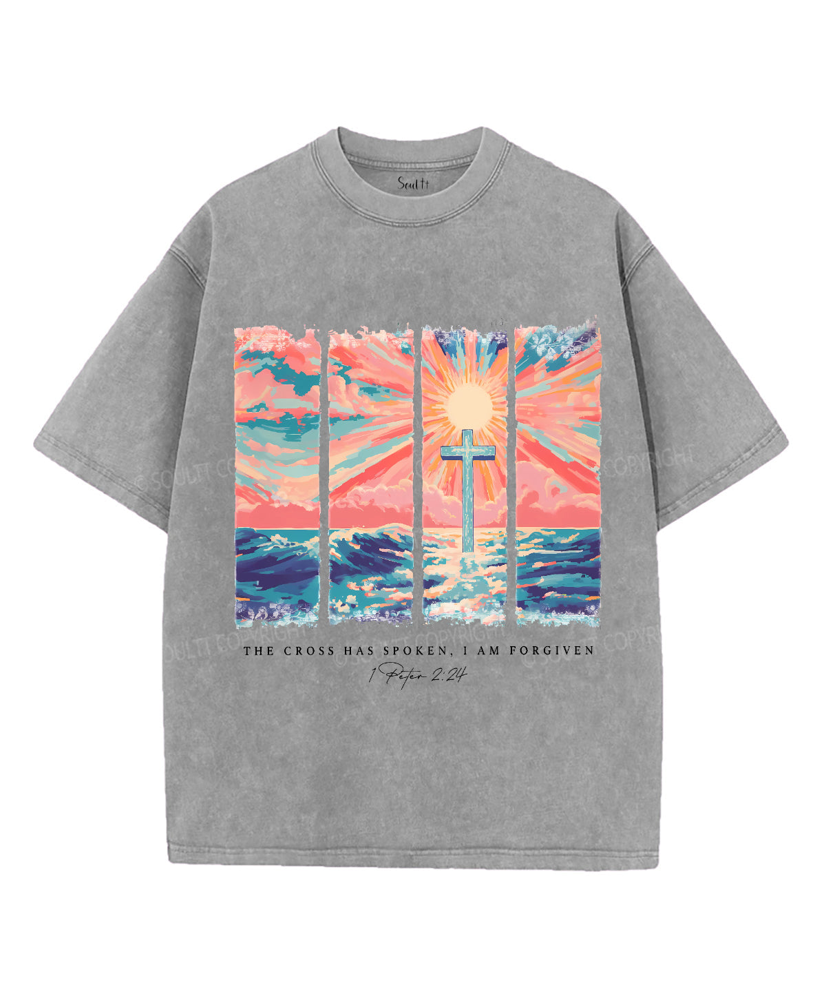 The Cross Has Spoken Unisex Washed Christian T-shirt Hoodie, Sweatshirt | CiraTrend.com (Image 2)