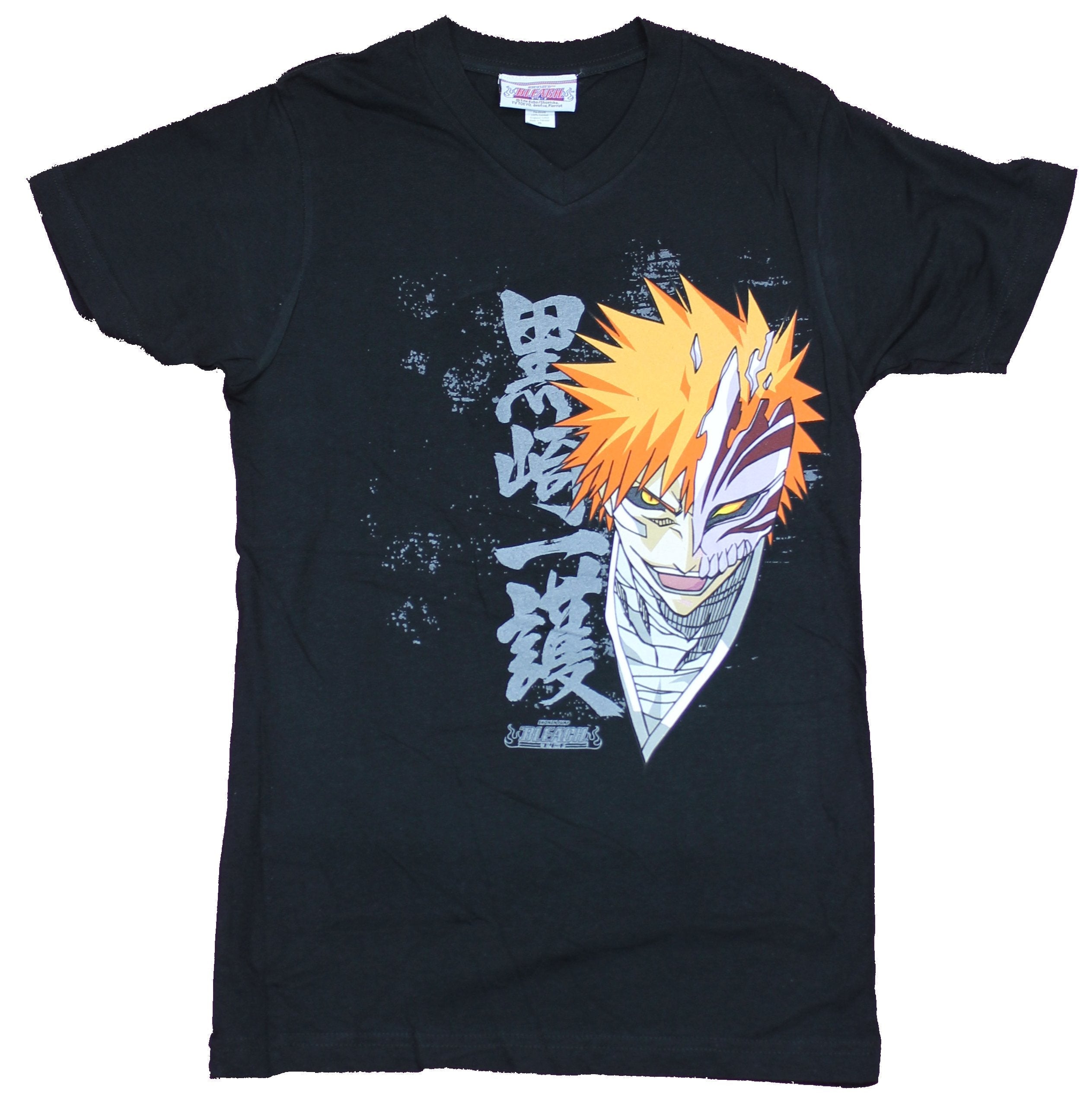 Bleach Girls Juniors Vintage T-Shirt - Kanji Next to Face Image Hoodie, Sweatshirt | CiraTrend.com