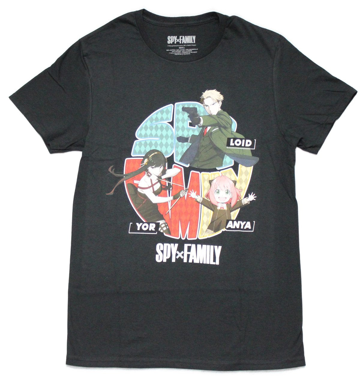 Spy X Family Mens T-Shirt - Named Cast In Front of Checkered Logo Hoodie, Sweatshirt | CiraTrend.com