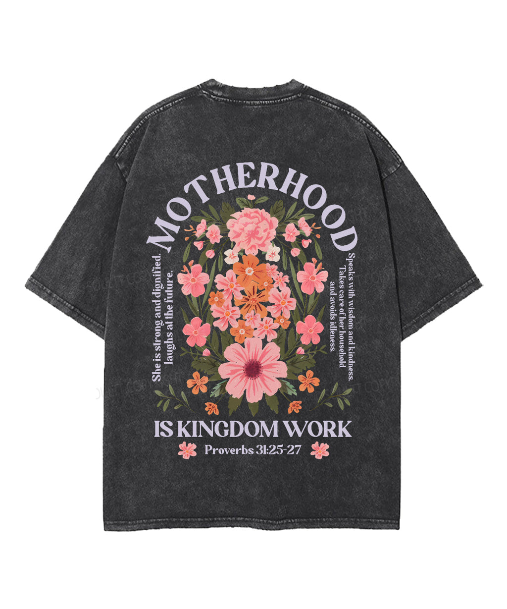 Motherhood Is Kingdom Work Double Sided Unisex Washed Christian T-shirt Style008 Hoodie, Sweatshirt | CiraTrend.com (Image 3)