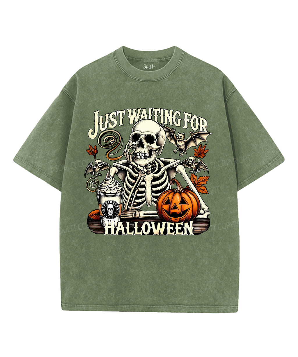 Just Waiting For Halloween Unisex Washed Christian T-shirt Hoodie, Sweatshirt | CiraTrend.com (Image 4)