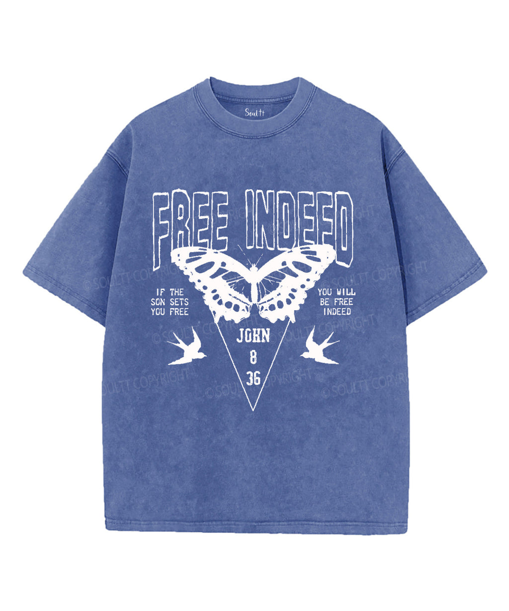 Free Indeed Unisex Washed Christian T-shirt Hoodie, Sweatshirt | CiraTrend.com (Image 3)