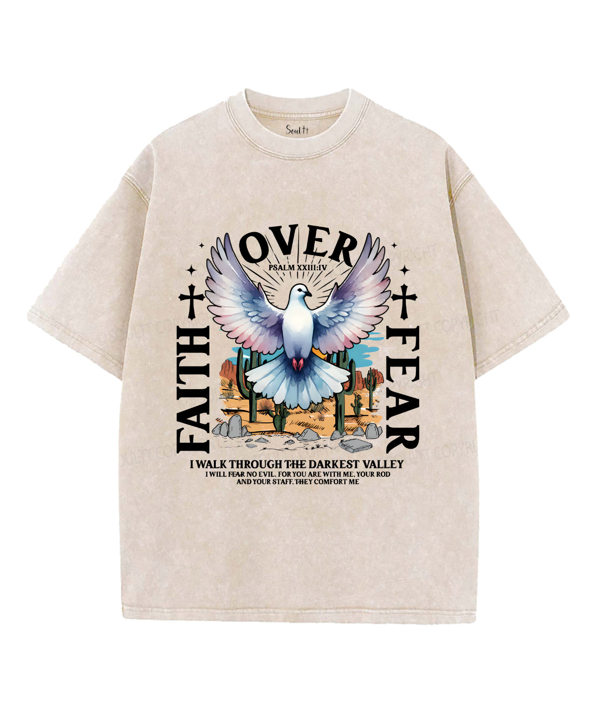 Faith Over Fear Unisex Washed Christian T-shirt Style002 Hoodie, Sweatshirt | CiraTrend.com (Image 4)