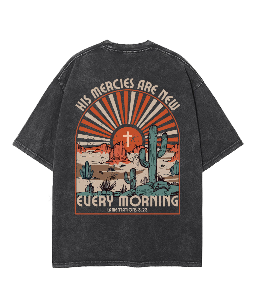 His Mercies Are New Double Sided Washed Christian T-shirt Hoodie, Sweatshirt | CiraTrend.com (Image 3)