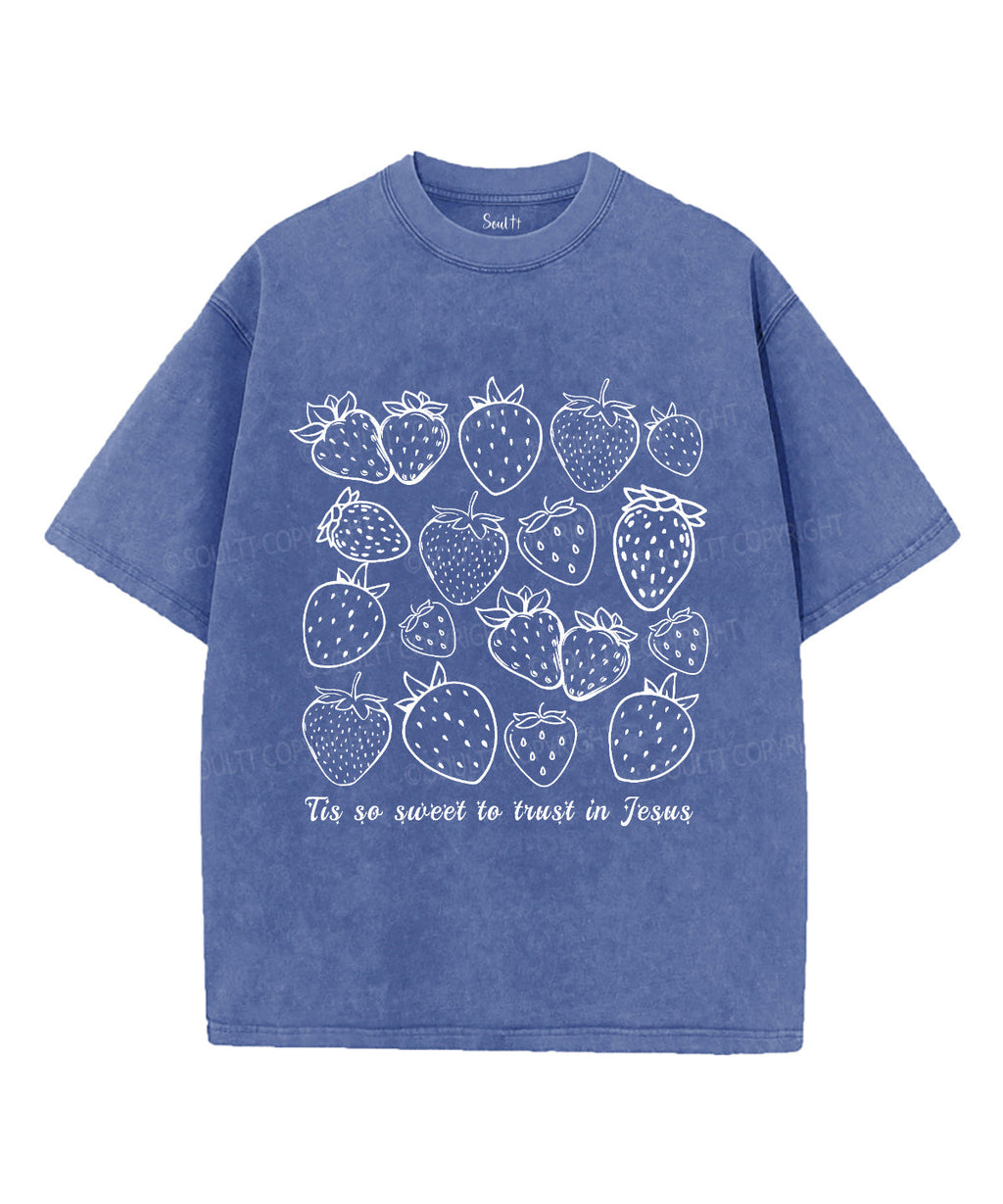 Tis So Sweet To Trust In Jesus Unisex Washed Christian T-shirt Hoodie, Sweatshirt | CiraTrend.com (Image 4)
