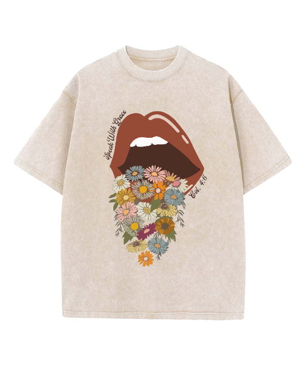 Speak with Grace Retro Washed Christian T-shirt Hoodie, Sweatshirt | CiraTrend.com (Image 5)