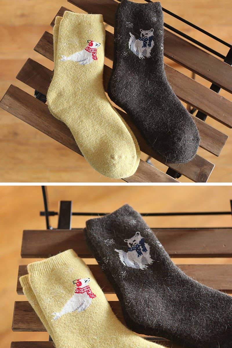 Women's Animals Wool Blend Crew Socks